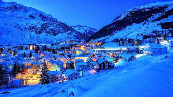 Andermatt village in the Alps, Switzerland