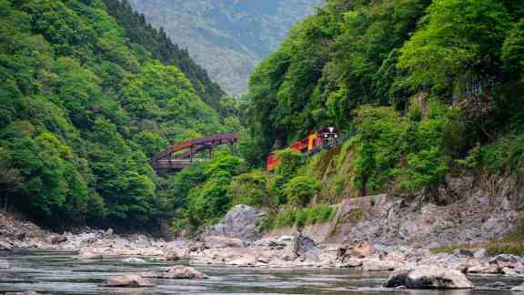 Hozugawa River in Arashiyama, Kyoto, Japan