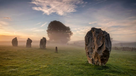 Standing stones at Avebury in Wiltshire, England