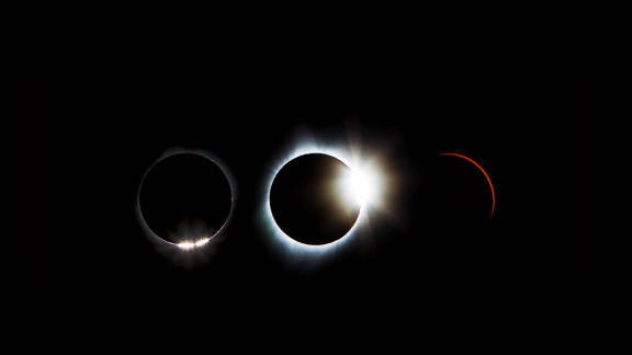 Sequential images of a total solar eclipse