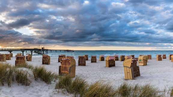 Beach chairs on Steinwarder in Heiligenhafen, Germany