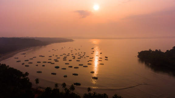 Fishing boats at Coco Beach in Goa