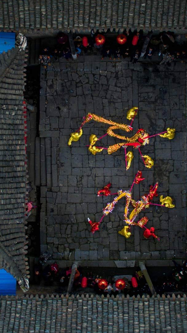 Dragon dance performed in Chenzhou, Hunan Province, China