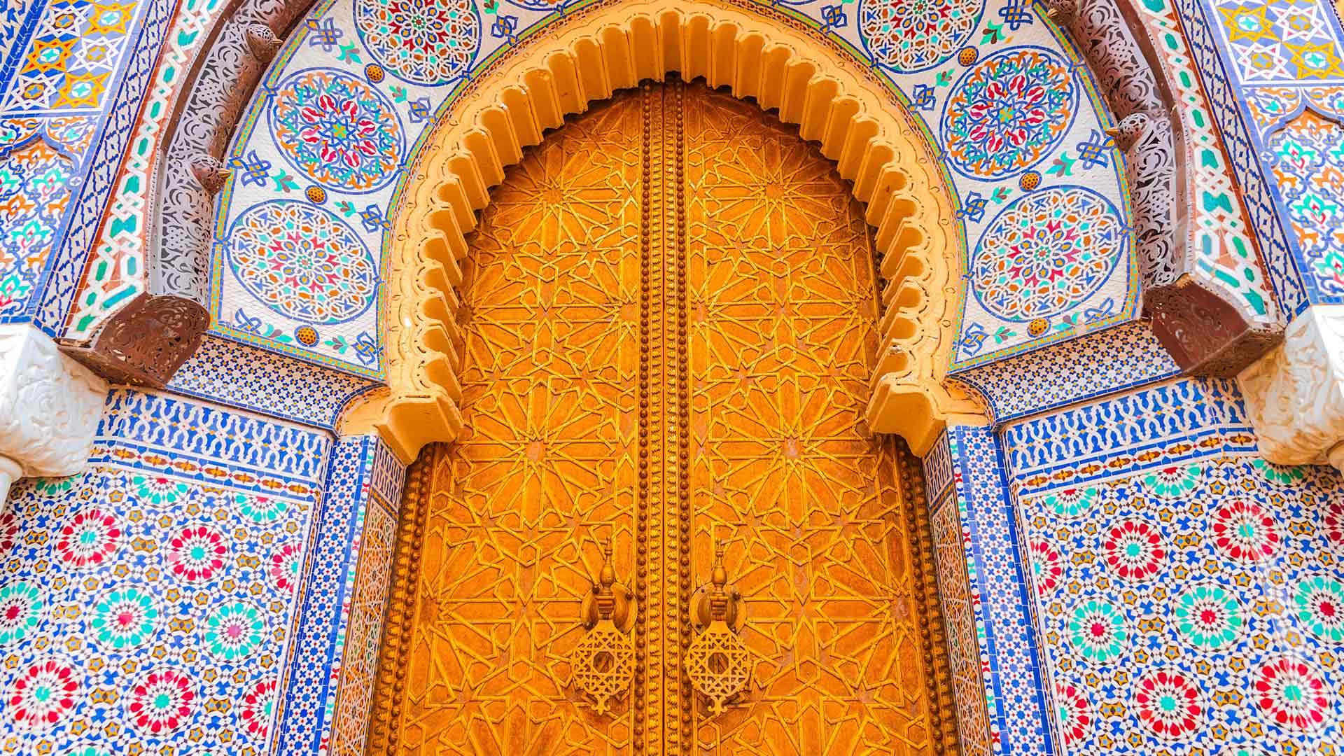 Decorated gate of the Royal Palace of Fez, Morocco