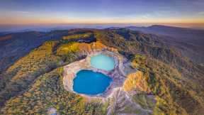 三色の火口湖を持つ火山