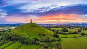 St. Michaels Church Tower on Glastonbury Tor, Glastonbury, Somerset, England