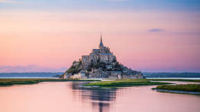 Mont-Saint Michel during high tide, Normandy, France