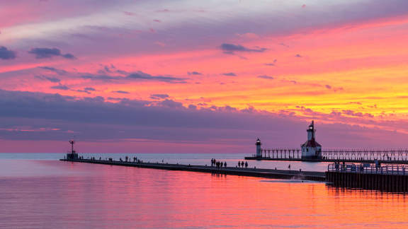 Bing image: St. Joseph North Pier Inner and Outer Lights, Michigan, USA ...