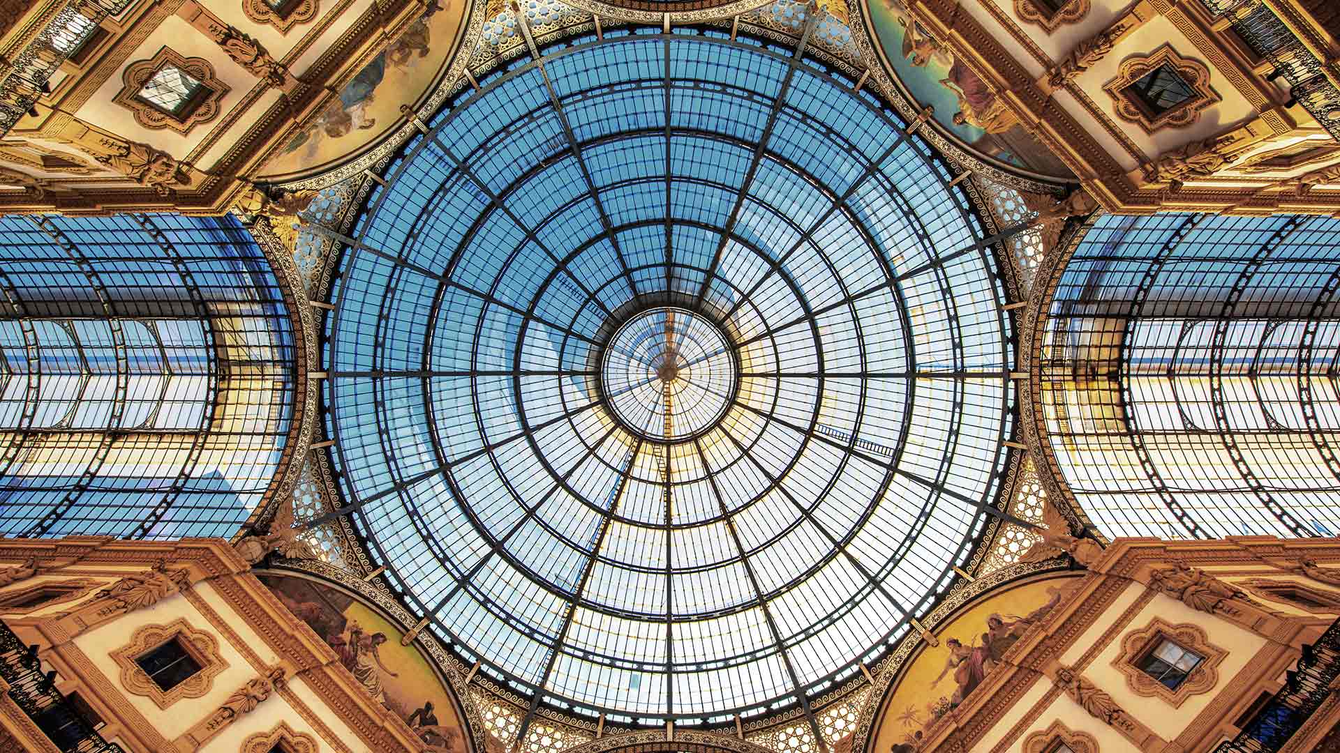 The glass dome of Galleria Vittorio Emanuele II, Milan, Italy