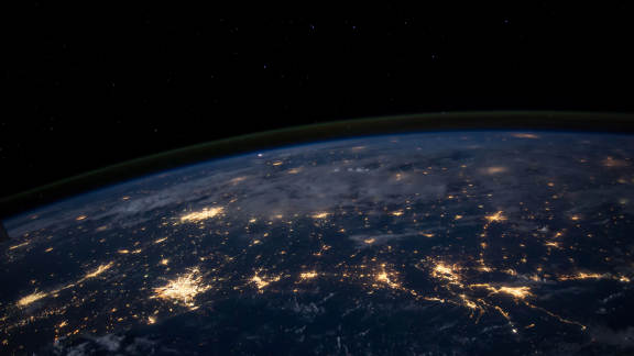 Nighttime view over the Gulf Coast