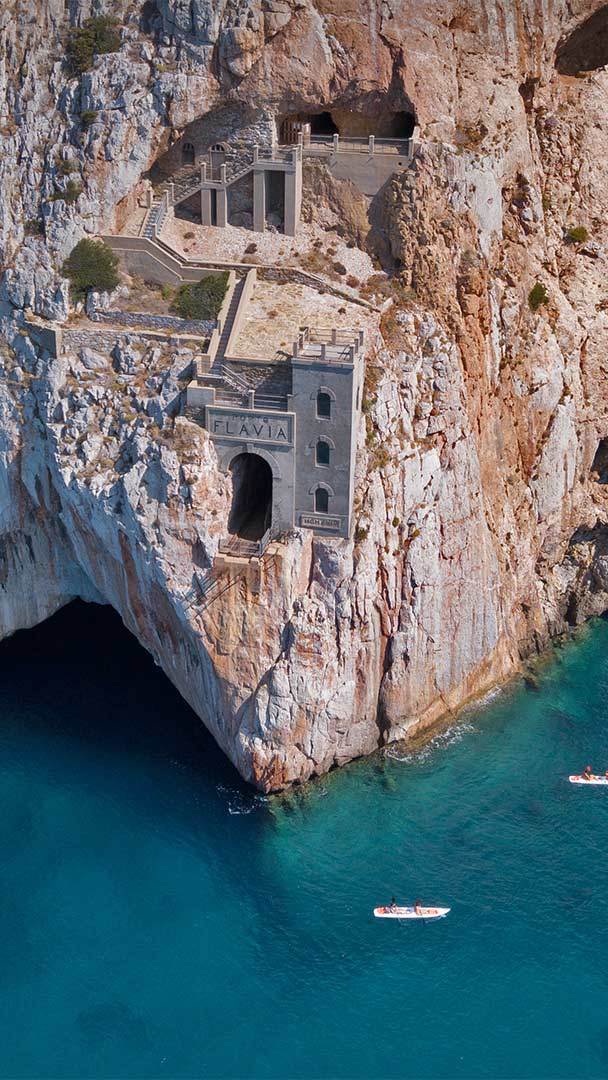 A cliffside harbor in Sardinia