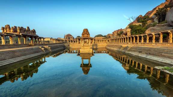 A sacred water tank in Hampi