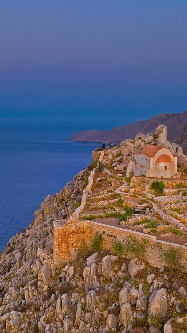 Castle ruins on the island of Halki, Greece