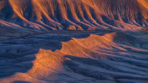 Sandstone formations in the badlands near Caineville, Utah