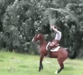rope skipping with horse GIF