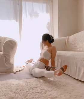 woman practicing yoga short MP4 video