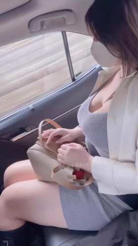 The breasts shake as the car moves forward short MP4 video