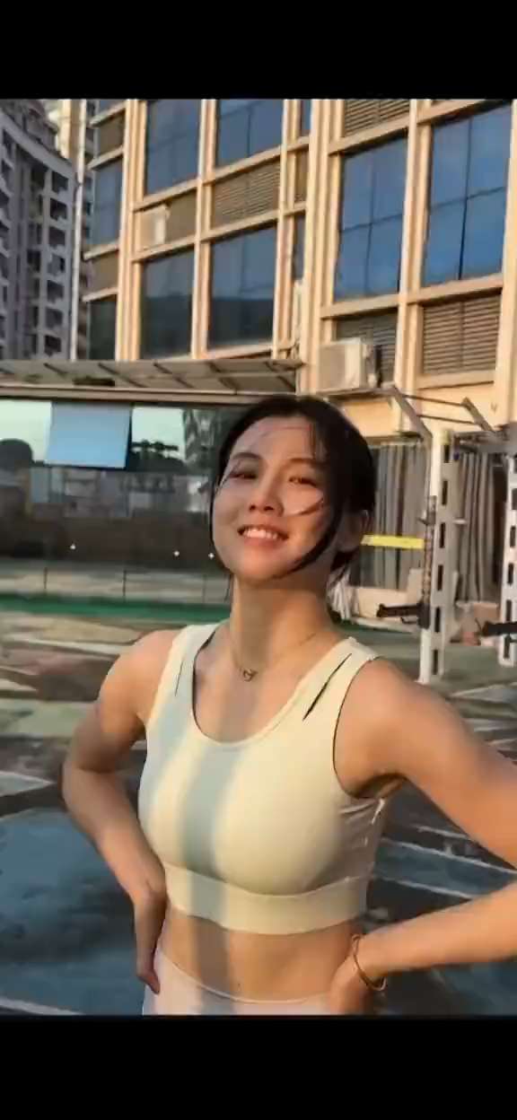 sunny and cheerful girl who loves exercising