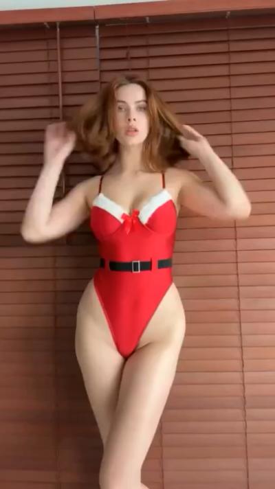 Brandy Gordon fire red sexy Christmas bikini