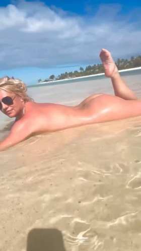 Britney Spears splashing naked on the beach short MP4 video