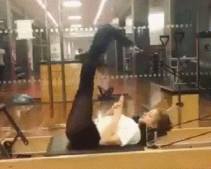 fitness girl in black stockings GIF