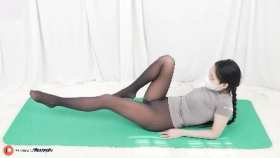 Doing yoga in pantyhose short MP4 video