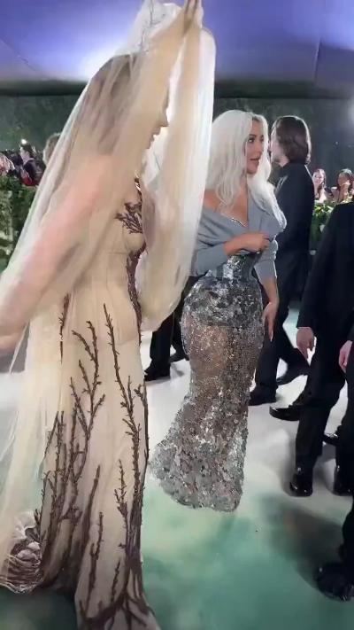 Kim Kardashian and Lana Del Rey at the Met Gala GIF