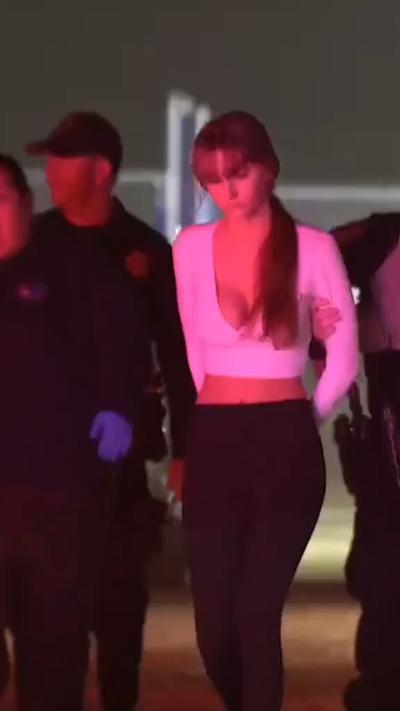 Video of the arrest of 18-year-old Felicity Hughes in California