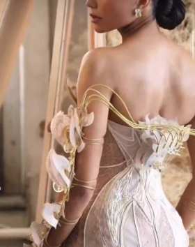 MetGala Red Carpet, Mona Patel, a dress with moving butterflies ​​​ short MP4 video