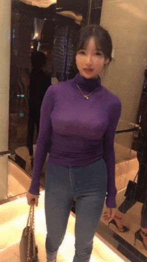 Jeans and Purple Bodysuit GIF