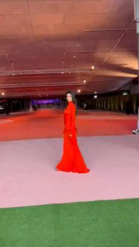 Kendall Jenner in red dress at Academy Museum Gala short MP4 video