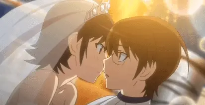 kiss in wedding dress