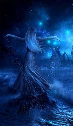 Fantasy Woman, the whole body is flowing with stars GIF
