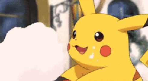 Pikachu eats marshmallow GIF