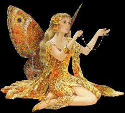 Flower Fairy Golden Butterfly Wings GIF