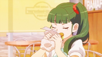 anime girl eating burger GIF
