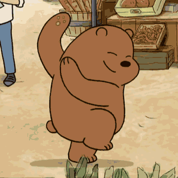Cute Happy Excited Running Bear GIF