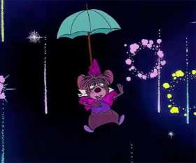 Alice in Wonderland, landing with an umbrella short MP4 video
