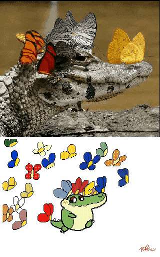 funny Anime GIF, crocodile and butterfly