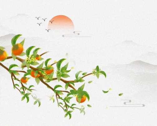 White Crane and Fruit Tree GIF