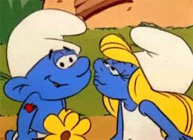 smurfs kissing GIF