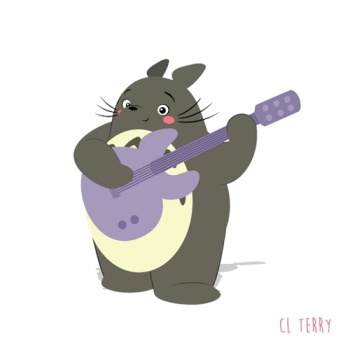 totoro play guitar