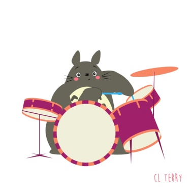 totoro plays the drums GIF
