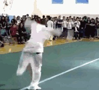 Pants fall off when practicing martial arts GIF