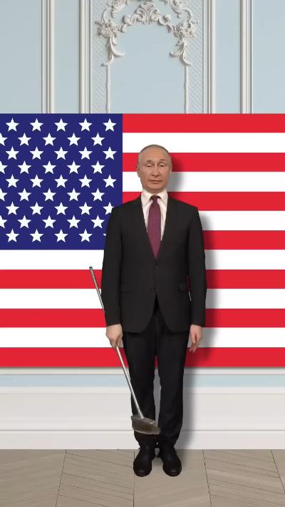 Putin turns American flag into Russian flag GIF