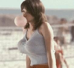 blow a balloon GIF