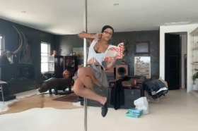 Doja Cat shared a video of herself "poles dancing while reading elegantly". short MP4 video