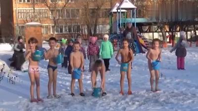 The kids use ice water topping in Siberia