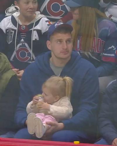Nikola Jokic takes his daughter to watch ice hockey