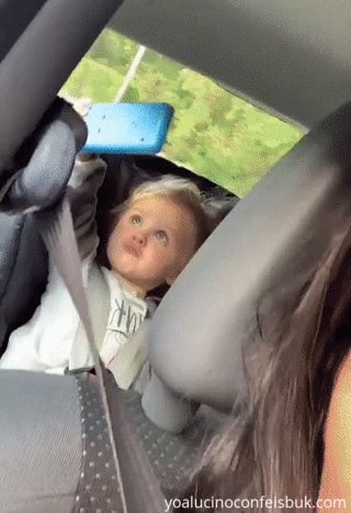 Baby in car selfie GIF